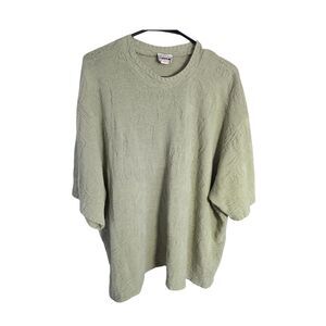 Vintage 90s T.R. Bentley Plus Textured Knit Sweater Sage Green Short Sleeve XL